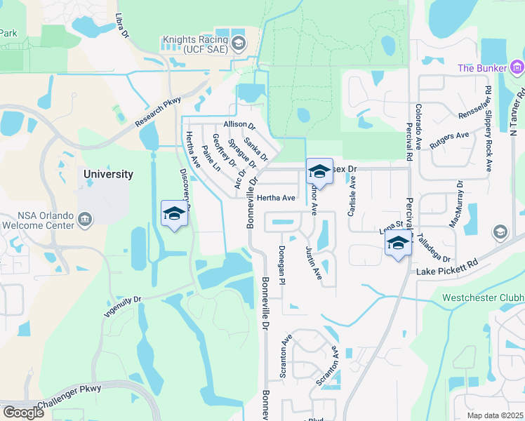 map of restaurants, bars, coffee shops, grocery stores, and more near 13655 Glasser Avenue in Orlando