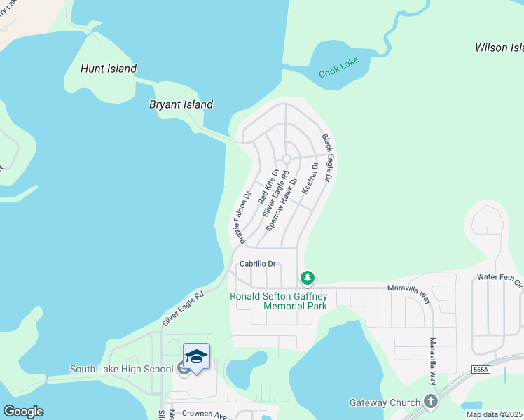 map of restaurants, bars, coffee shops, grocery stores, and more near 324 Red Kite Drive in Groveland