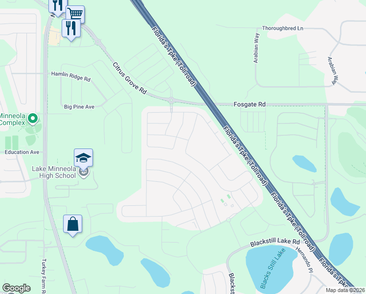 map of restaurants, bars, coffee shops, grocery stores, and more near 1180 Esperanza Ridge Road in Montverde
