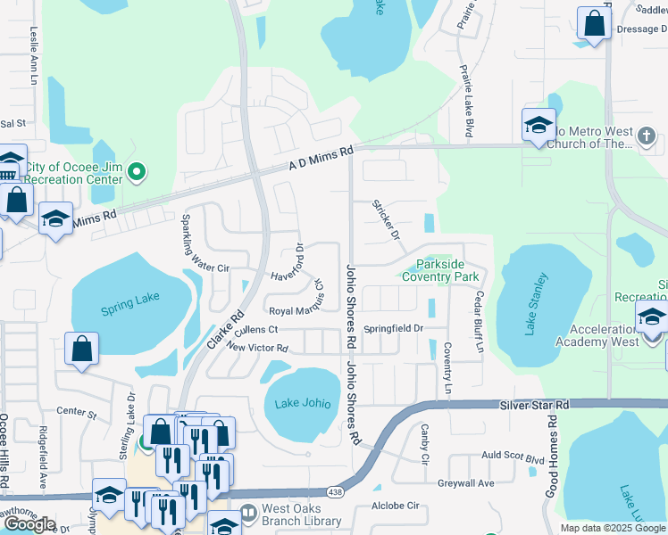 map of restaurants, bars, coffee shops, grocery stores, and more near 1914 Lochshyre Loop in Ocoee
