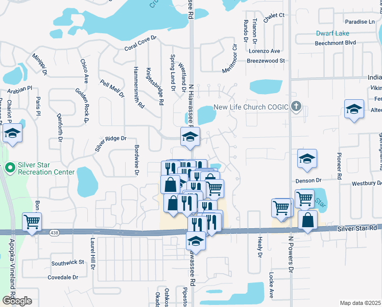 map of restaurants, bars, coffee shops, grocery stores, and more near in Orlando