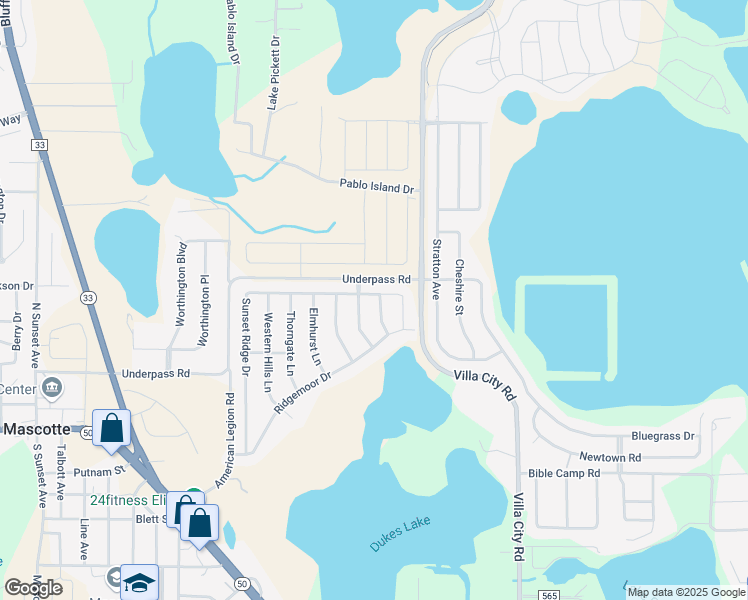 map of restaurants, bars, coffee shops, grocery stores, and more near 2319 Belfry Way in Mascotte