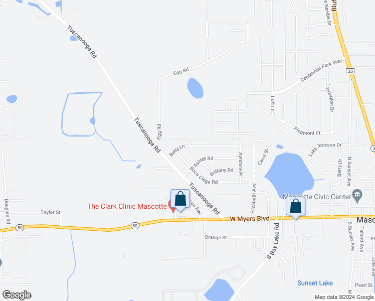 map of restaurants, bars, coffee shops, grocery stores, and more near 318 Christy Road in Mascotte