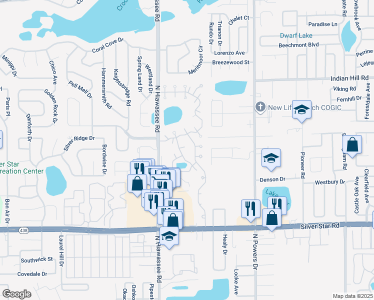 map of restaurants, bars, coffee shops, grocery stores, and more near 2753-2799 Vindale Street in Pine Hills