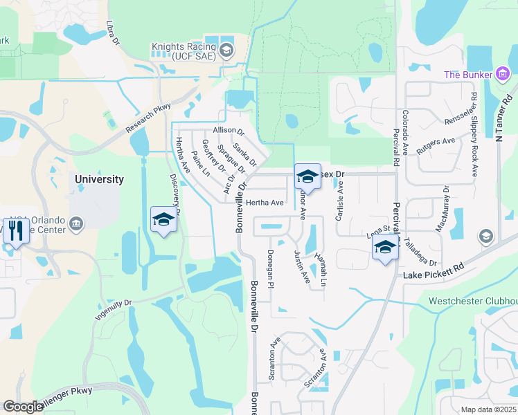 map of restaurants, bars, coffee shops, grocery stores, and more near 14409 Hertha Avenue in Orlando