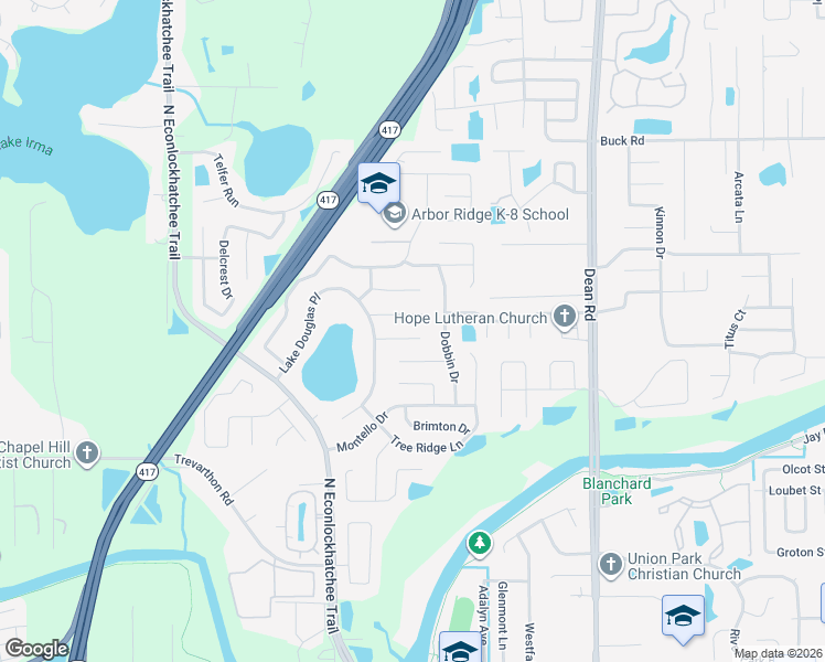 map of restaurants, bars, coffee shops, grocery stores, and more near 9544 Trulock Court in Orlando