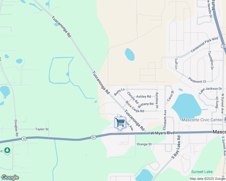 map of restaurants, bars, coffee shops, grocery stores, and more near 332 Boca Ciega Road in Mascotte