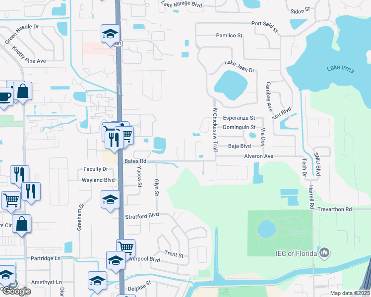 map of restaurants, bars, coffee shops, grocery stores, and more near 3209 Crown Jewel Court in Winter Park