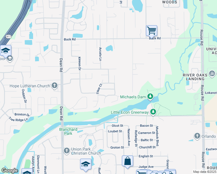 map of restaurants, bars, coffee shops, grocery stores, and more near 10353 Smyrna Drive in Orlando
