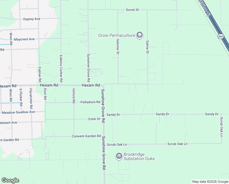 map of restaurants, bars, coffee shops, grocery stores, and more near 14018 Hexam Road in Brooksville