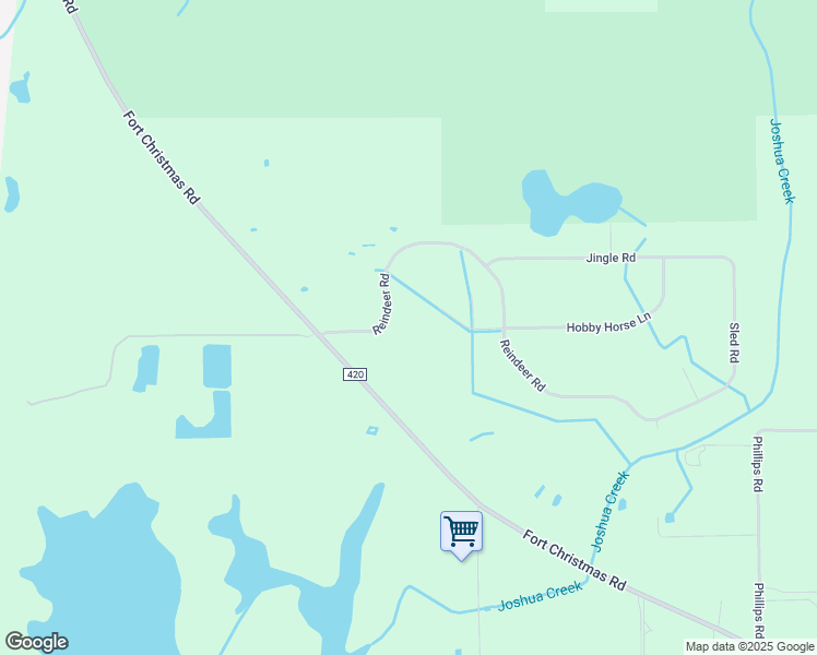 map of restaurants, bars, coffee shops, grocery stores, and more near 21050 Reindeer Road in Christmas