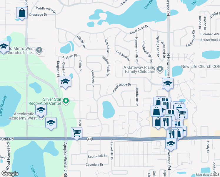 map of restaurants, bars, coffee shops, grocery stores, and more near 2823 Saint Clair Court in Orlando