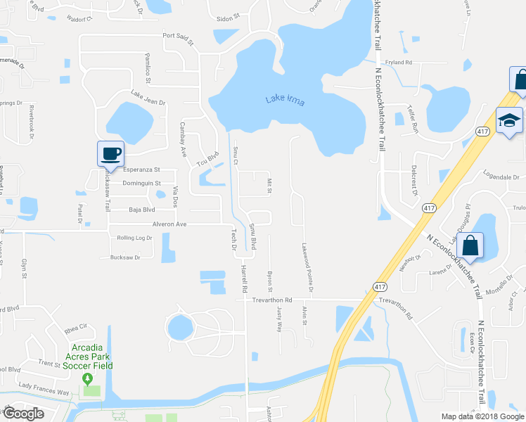 map of restaurants, bars, coffee shops, grocery stores, and more near 8623 Baylor Circle in Orlando