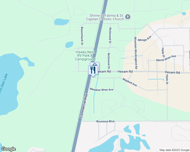 map of restaurants, bars, coffee shops, grocery stores, and more near 11054 Nicasio Road in Spring Hill