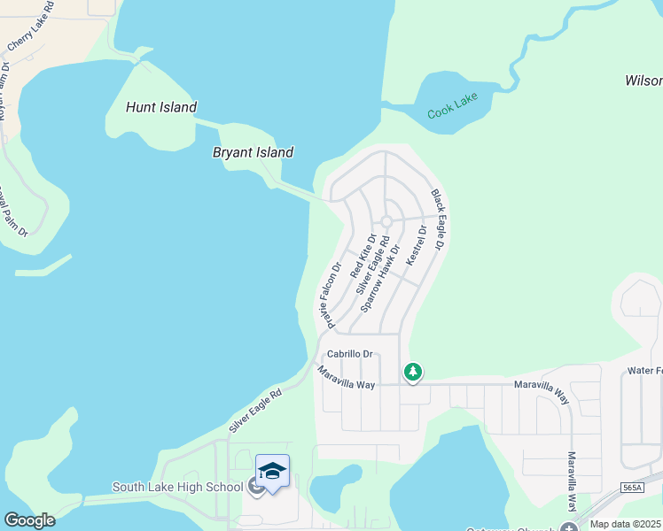 map of restaurants, bars, coffee shops, grocery stores, and more near 138 Prairie Falcon Drive in Groveland