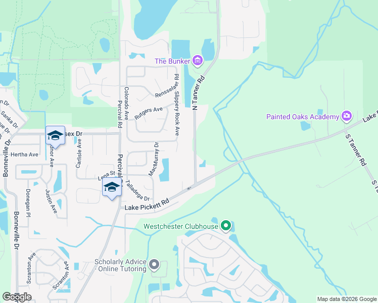 map of restaurants, bars, coffee shops, grocery stores, and more near 3020 North Tanner Road in Orlando