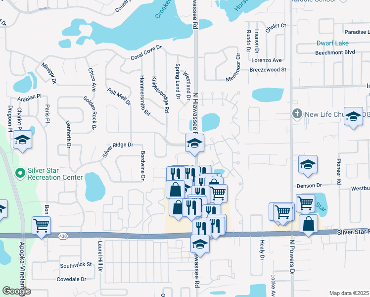 map of restaurants, bars, coffee shops, grocery stores, and more near 7014 Kensington High Boulevard in Orlando
