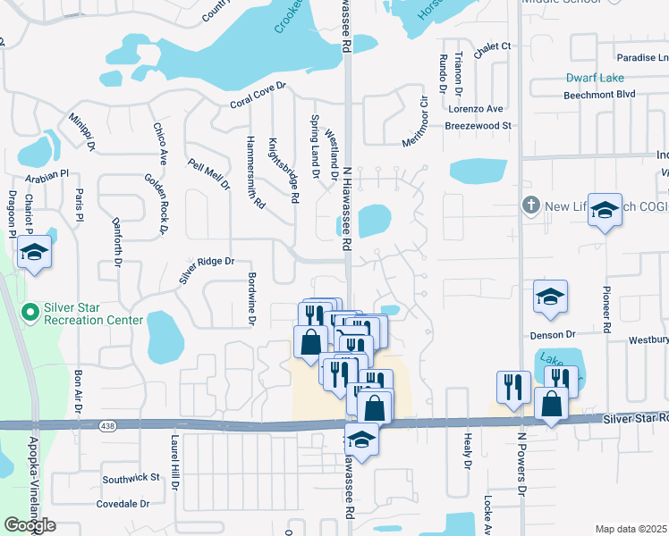 map of restaurants, bars, coffee shops, grocery stores, and more near 7014 Kensington High Boulevard in Orlando