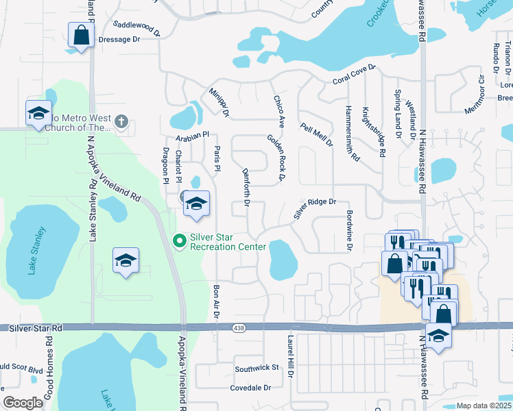 map of restaurants, bars, coffee shops, grocery stores, and more near 7554 Stidham Drive in Orlando