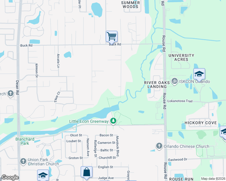 map of restaurants, bars, coffee shops, grocery stores, and more near 2616 Aein Road in Orlando
