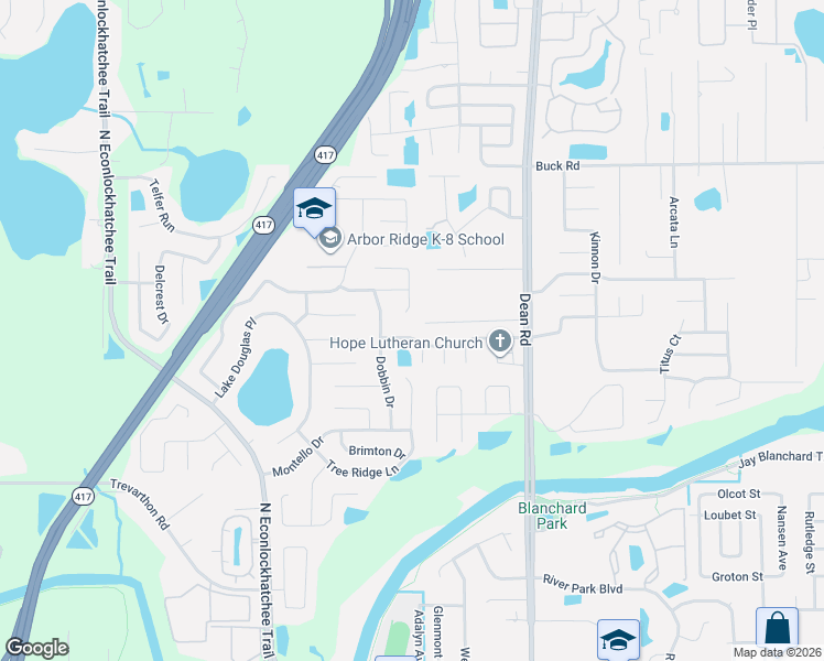 map of restaurants, bars, coffee shops, grocery stores, and more near 9735 Winder Trail in Orlando