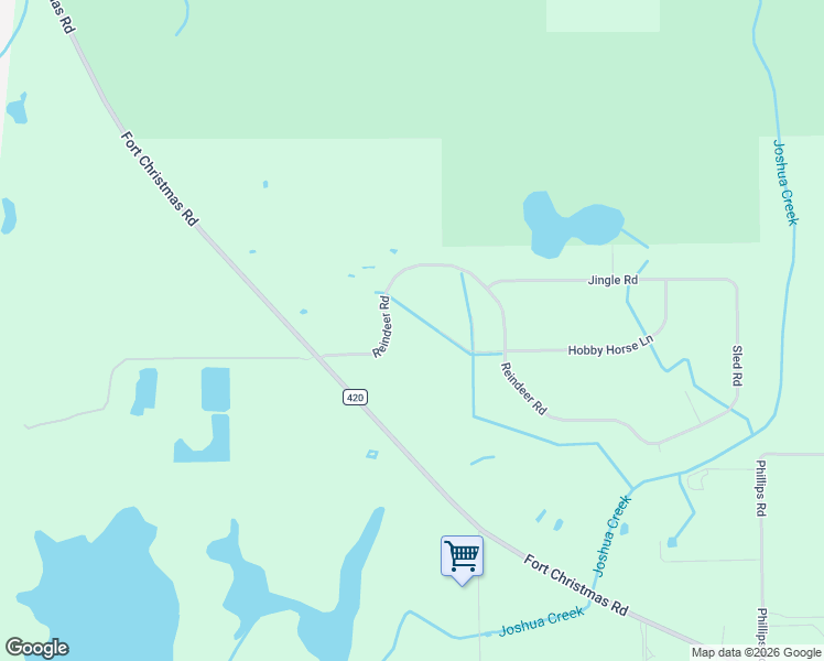 map of restaurants, bars, coffee shops, grocery stores, and more near 21050 Reindeer Road in Christmas