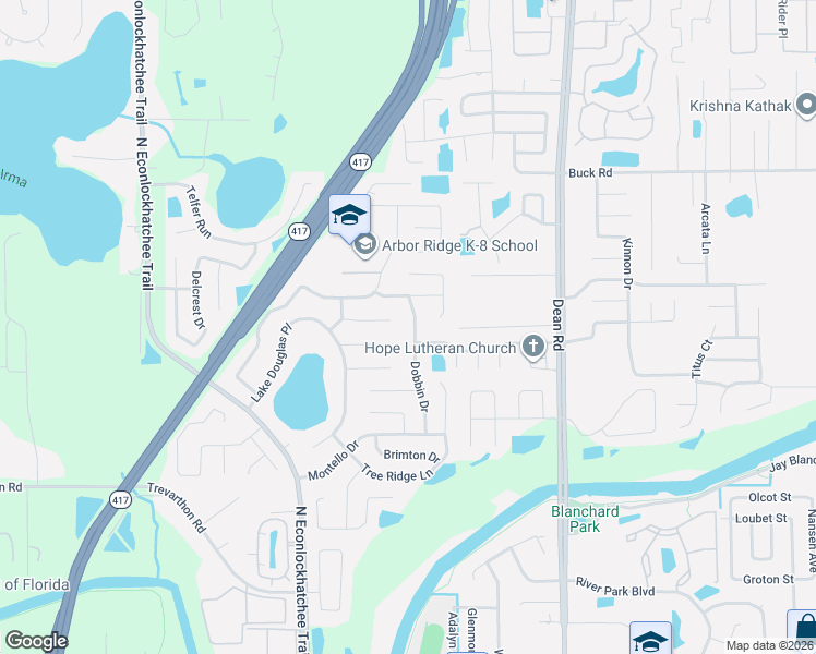 map of restaurants, bars, coffee shops, grocery stores, and more near 9618 Bandelier Drive in Orlando