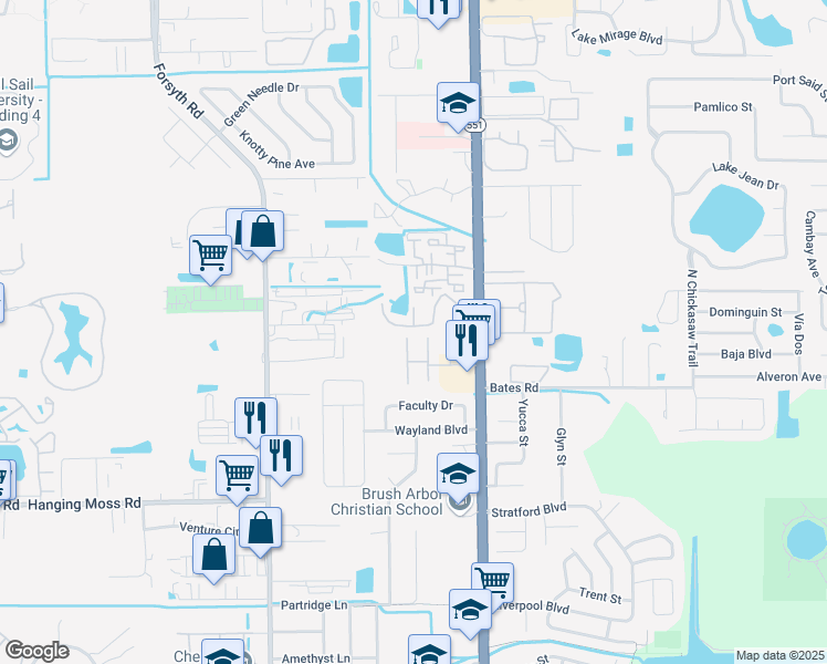 map of restaurants, bars, coffee shops, grocery stores, and more near 7316 Swallow Run in Winter Park