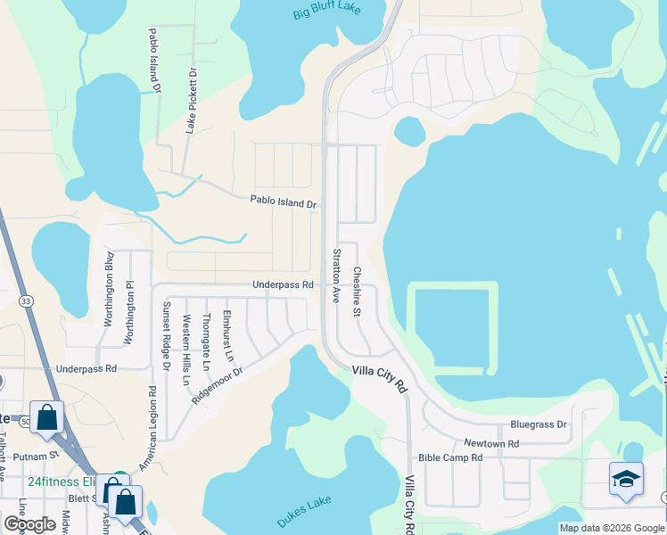 map of restaurants, bars, coffee shops, grocery stores, and more near 1149 Stratton Avenue in Groveland