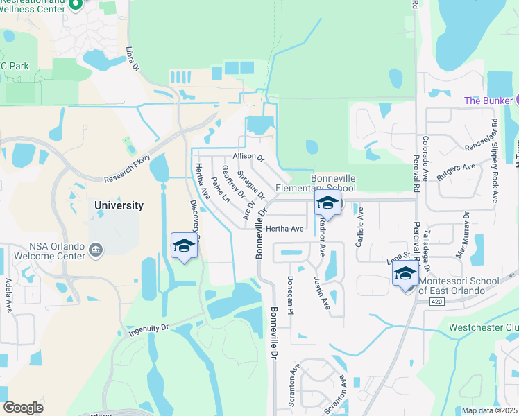 map of restaurants, bars, coffee shops, grocery stores, and more near 2801 Sprague Drive in Orlando