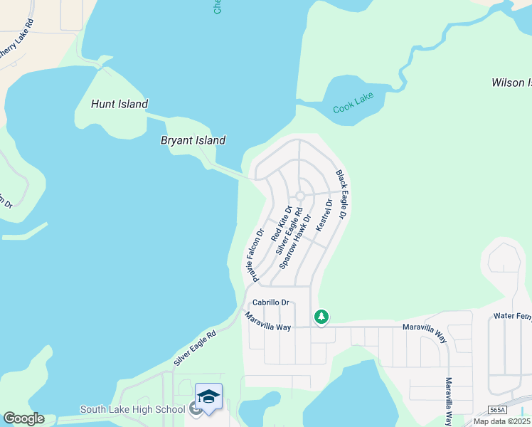map of restaurants, bars, coffee shops, grocery stores, and more near 151 Prairie Falcon Drive in Groveland
