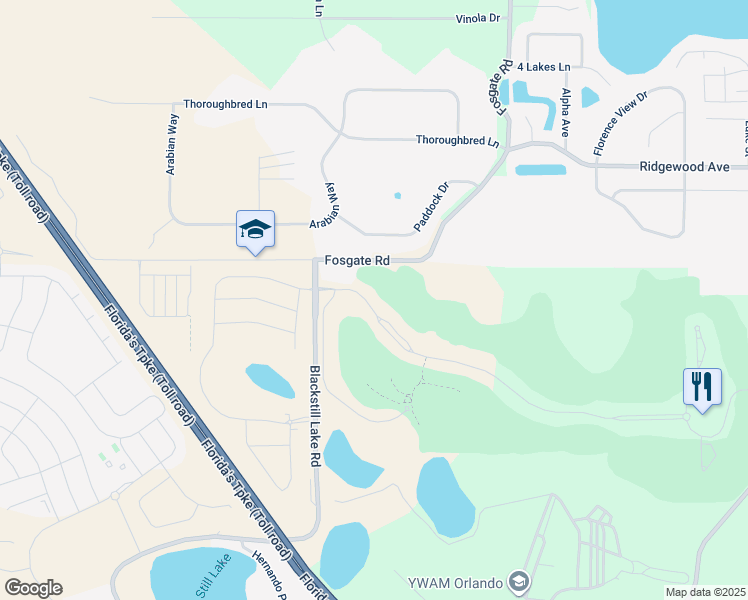 map of restaurants, bars, coffee shops, grocery stores, and more near 15619 Vetta Drive in Montverde