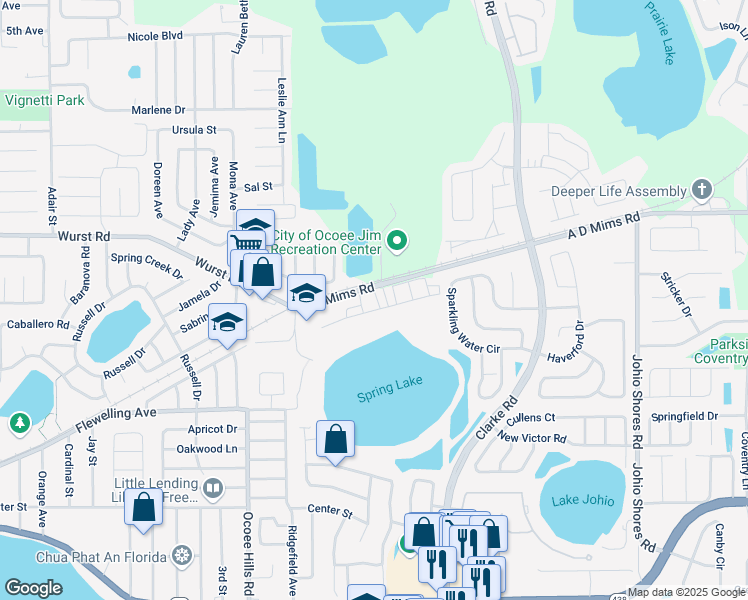 map of restaurants, bars, coffee shops, grocery stores, and more near 1120 Lincoln Ridge Loop in Ocoee