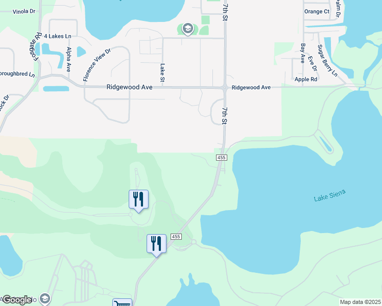 map of restaurants, bars, coffee shops, grocery stores, and more near 16600 Heatherwood Lane in Montverde
