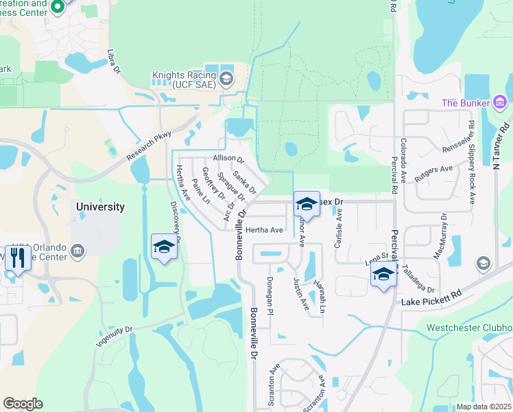 map of restaurants, bars, coffee shops, grocery stores, and more near 2801 Sprague Drive in Orlando