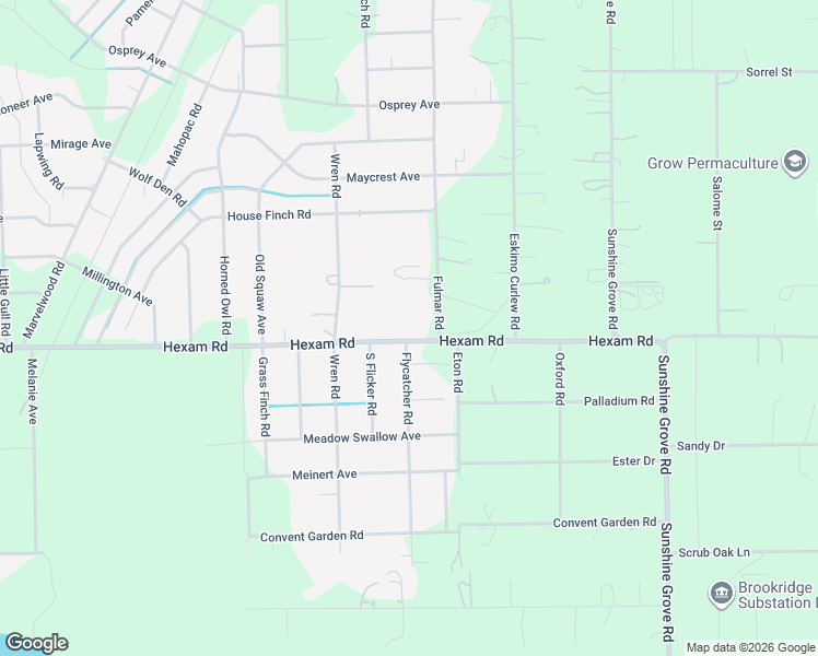 map of restaurants, bars, coffee shops, grocery stores, and more near 13117 Hexam Road in Spring Hill