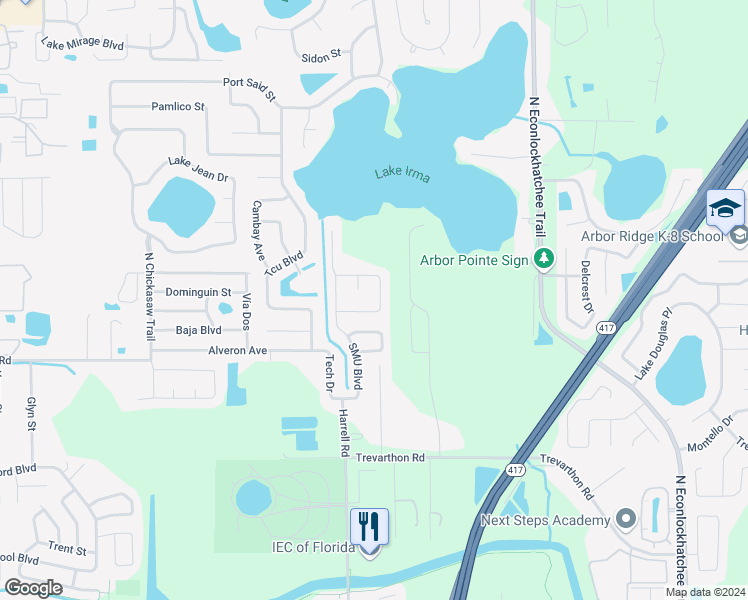map of restaurants, bars, coffee shops, grocery stores, and more near 3018 Mit Street in Orlando