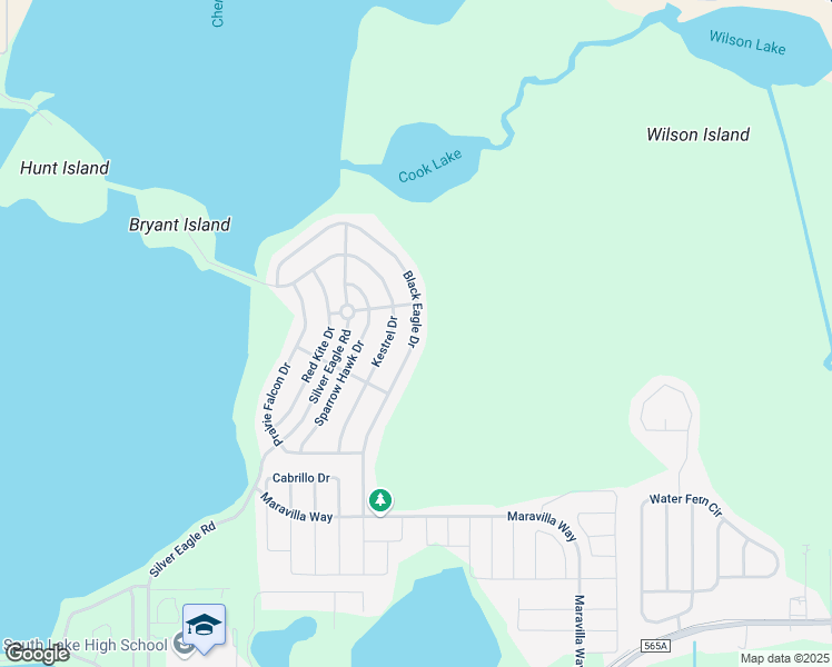 map of restaurants, bars, coffee shops, grocery stores, and more near 652 Black Eagle Drive in Groveland