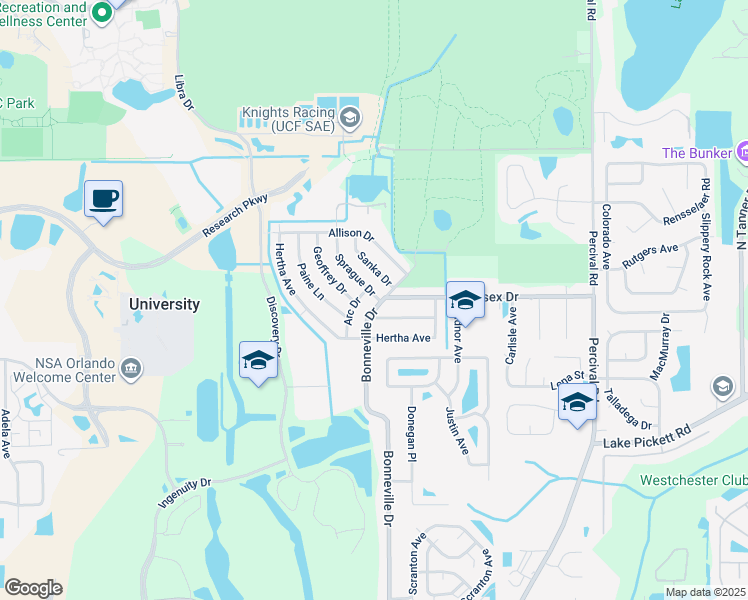 map of restaurants, bars, coffee shops, grocery stores, and more near 2801 Sprague Drive in Orlando
