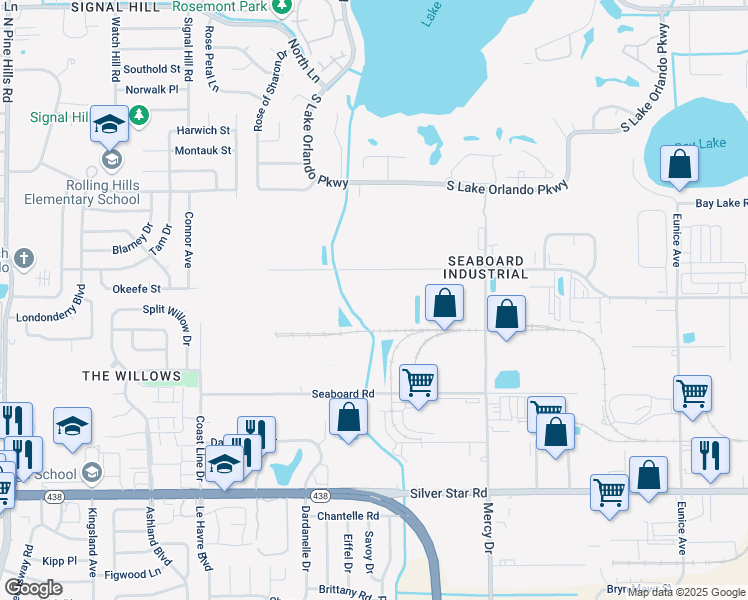 map of restaurants, bars, coffee shops, grocery stores, and more near 4306 Shader Road in Orlando