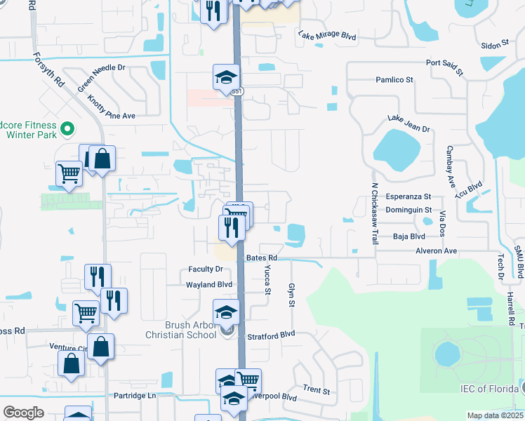 map of restaurants, bars, coffee shops, grocery stores, and more near 7514 Savannah Grand Avenue in Winter Park