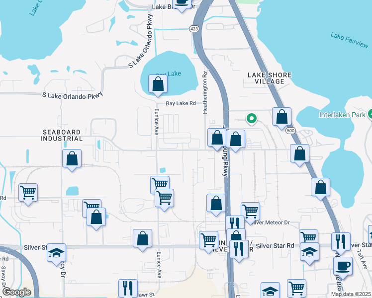 map of restaurants, bars, coffee shops, grocery stores, and more near 3129 Merton Alley in Orlando
