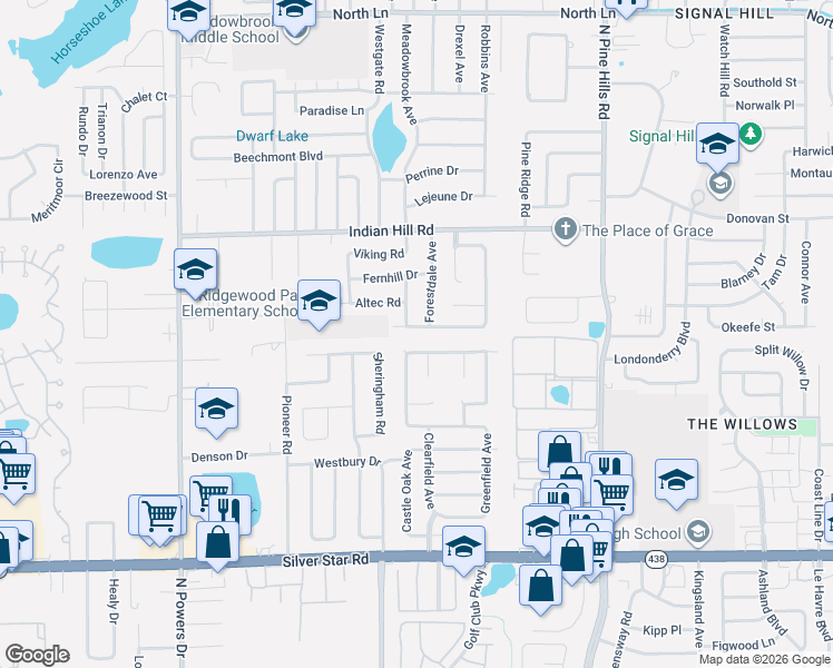 map of restaurants, bars, coffee shops, grocery stores, and more near 5720 Deerfield Road in Orlando