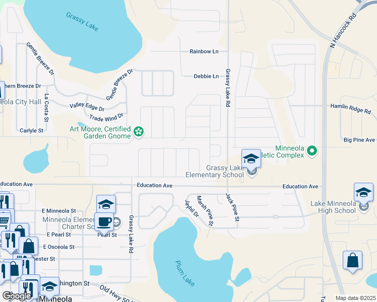 map of restaurants, bars, coffee shops, grocery stores, and more near 1607 Grouse Gap in Clermont