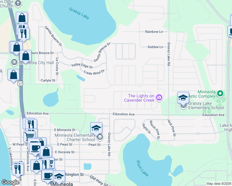 map of restaurants, bars, coffee shops, grocery stores, and more near 1892 Bonser Road in Minneola