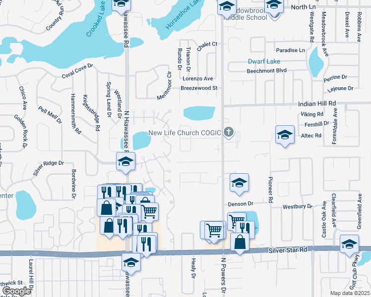 map of restaurants, bars, coffee shops, grocery stores, and more near 3355 Lake Tiny Circle in Orlando