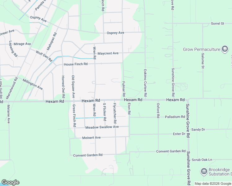 map of restaurants, bars, coffee shops, grocery stores, and more near 13117 Hexam Road in Spring Hill