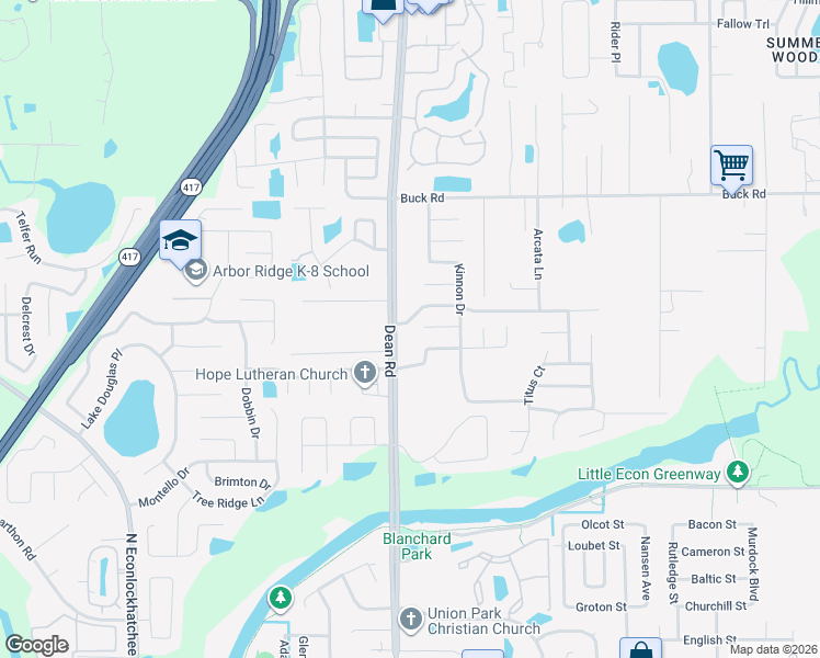 map of restaurants, bars, coffee shops, grocery stores, and more near 10008 Arbor Ridge Trail in Orlando