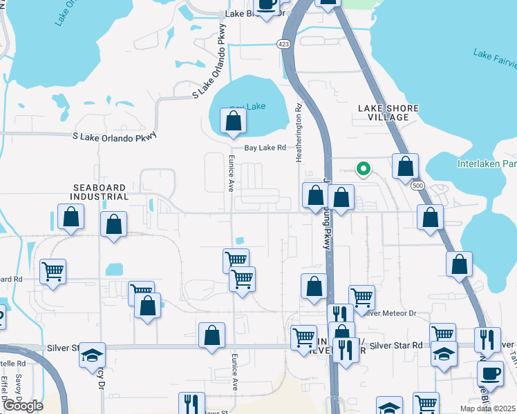 map of restaurants, bars, coffee shops, grocery stores, and more near 3215 Shader Road in Orlando