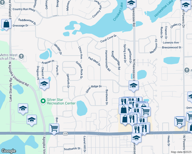 map of restaurants, bars, coffee shops, grocery stores, and more near 3010 Lambath Road in Orlando